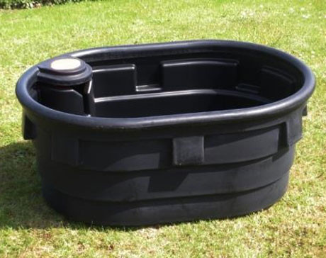 Ovoid pasture trough with float casing range