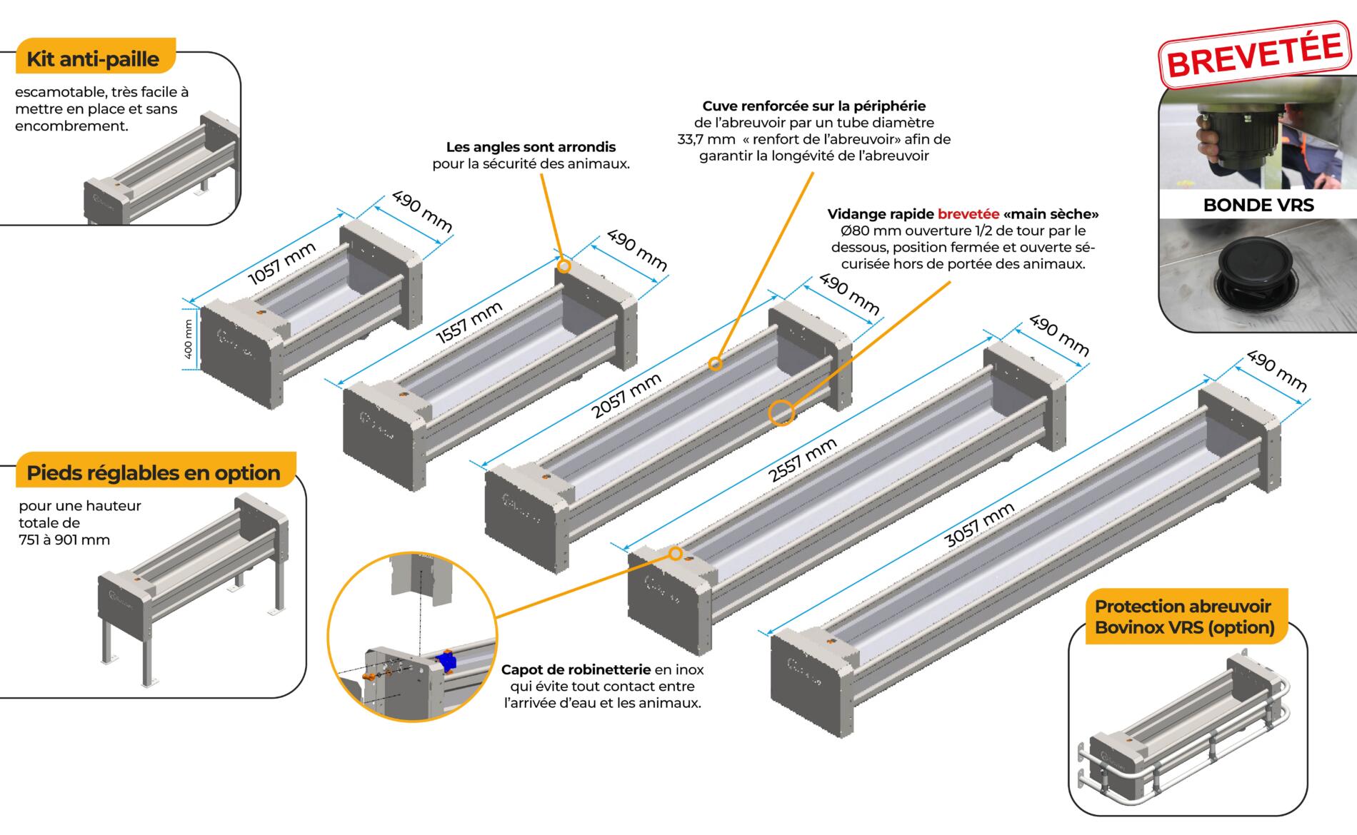 Abreuvoirs inox VRS bovins