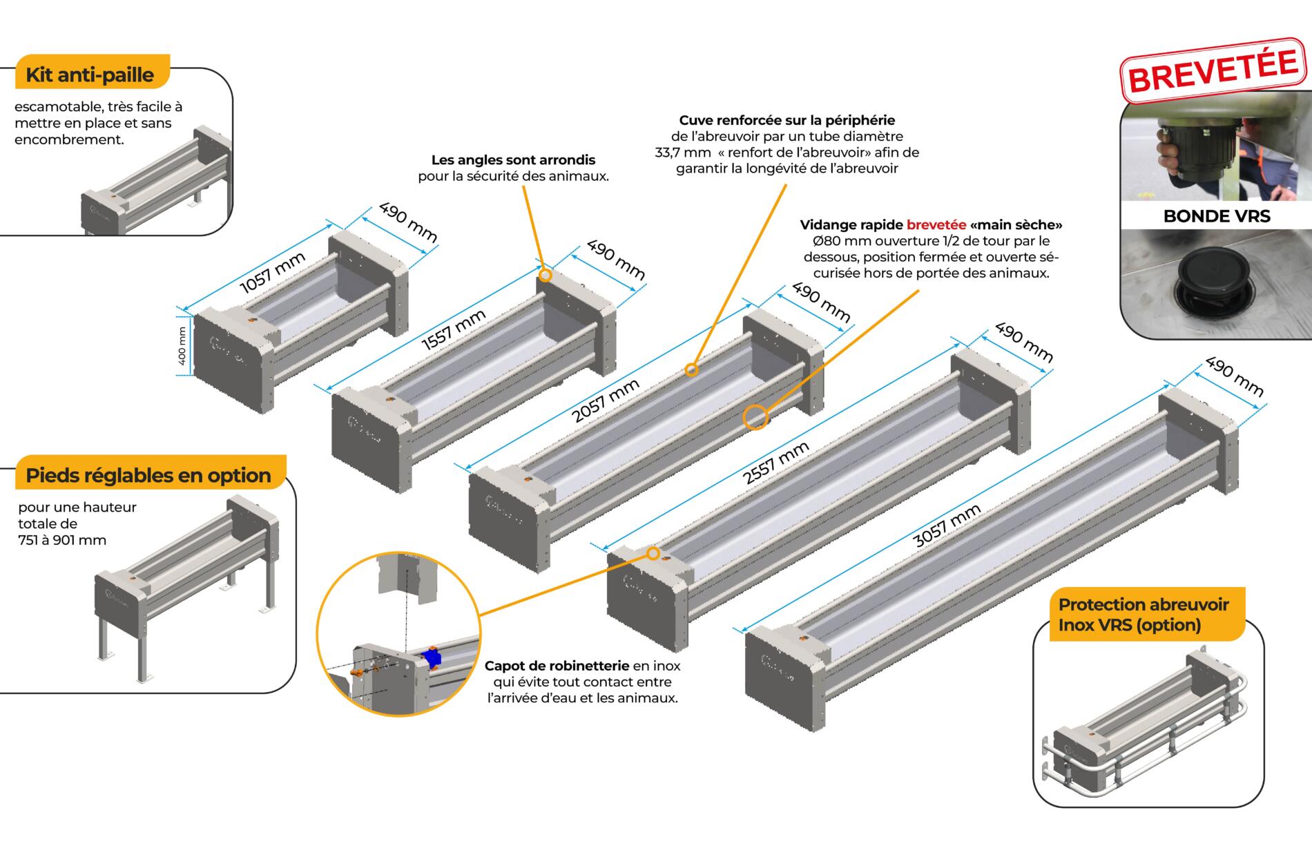 Abreuvoirs inox VRS bovins