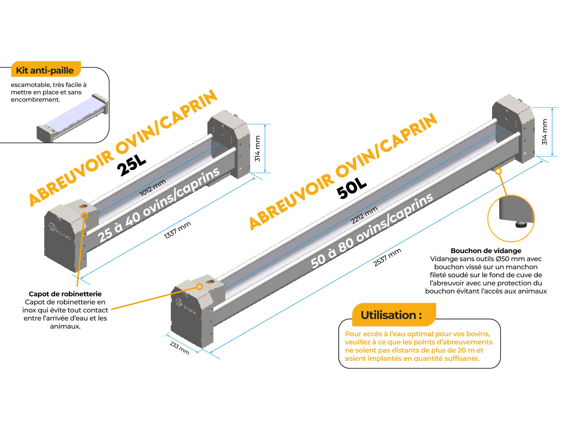 Abreuvoirs Inox Ovins Caprins